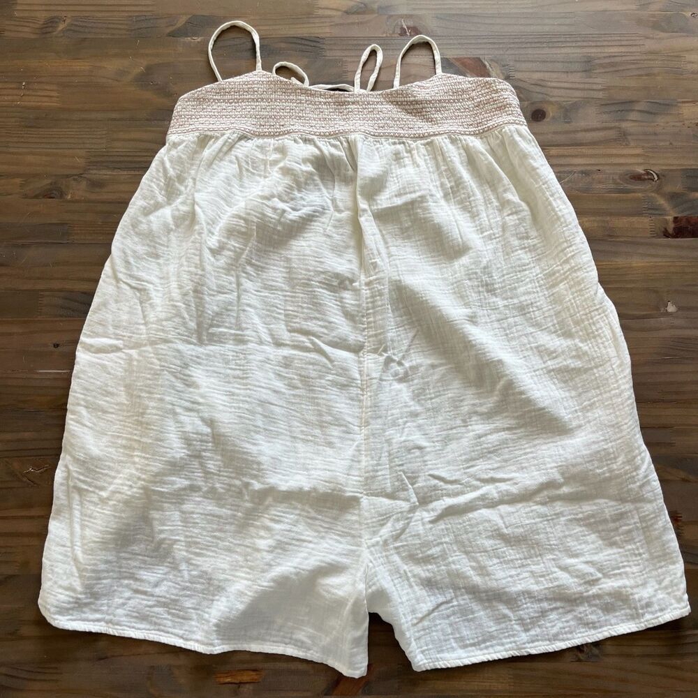 Madewell Large Embroidered Lightestspun Tie Back Cover Up Romper Cream NWT
